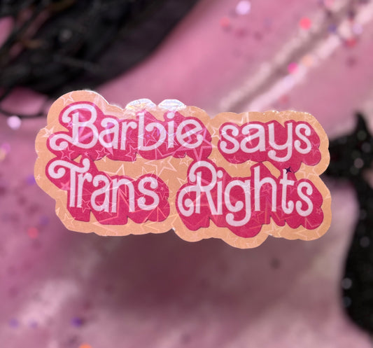 BARBIE SAYS TRANS RIGHTS Sticker